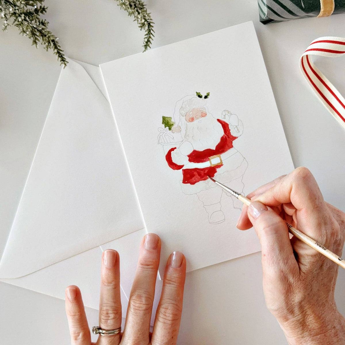 Classic Christmas Paintable Notecard by Emily Lex