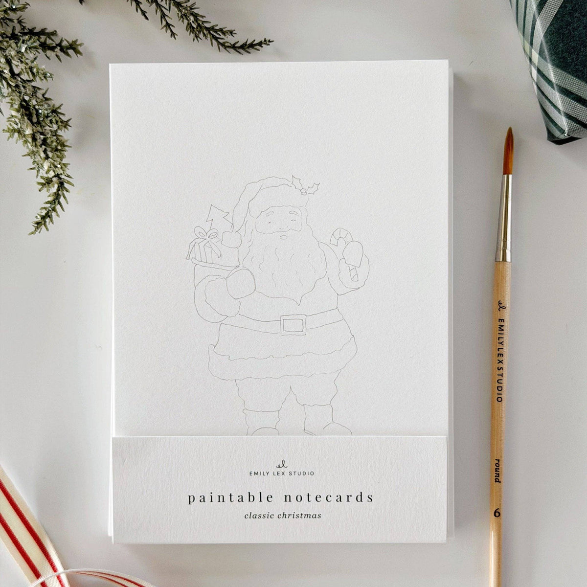 Classic Christmas Paintable Notecard by Emily Lex