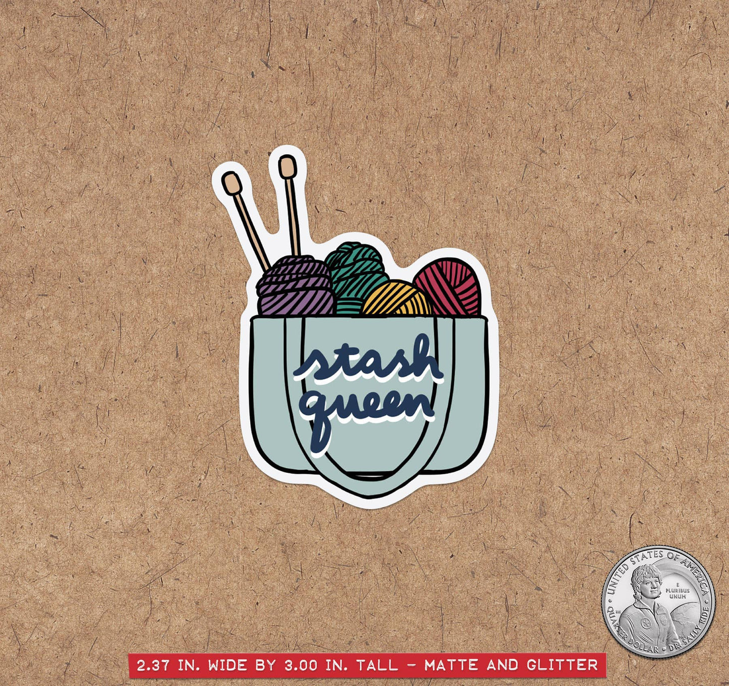 Stash Queen Yarn Vinyl Sticker - Knitting Knit Fiber Wool