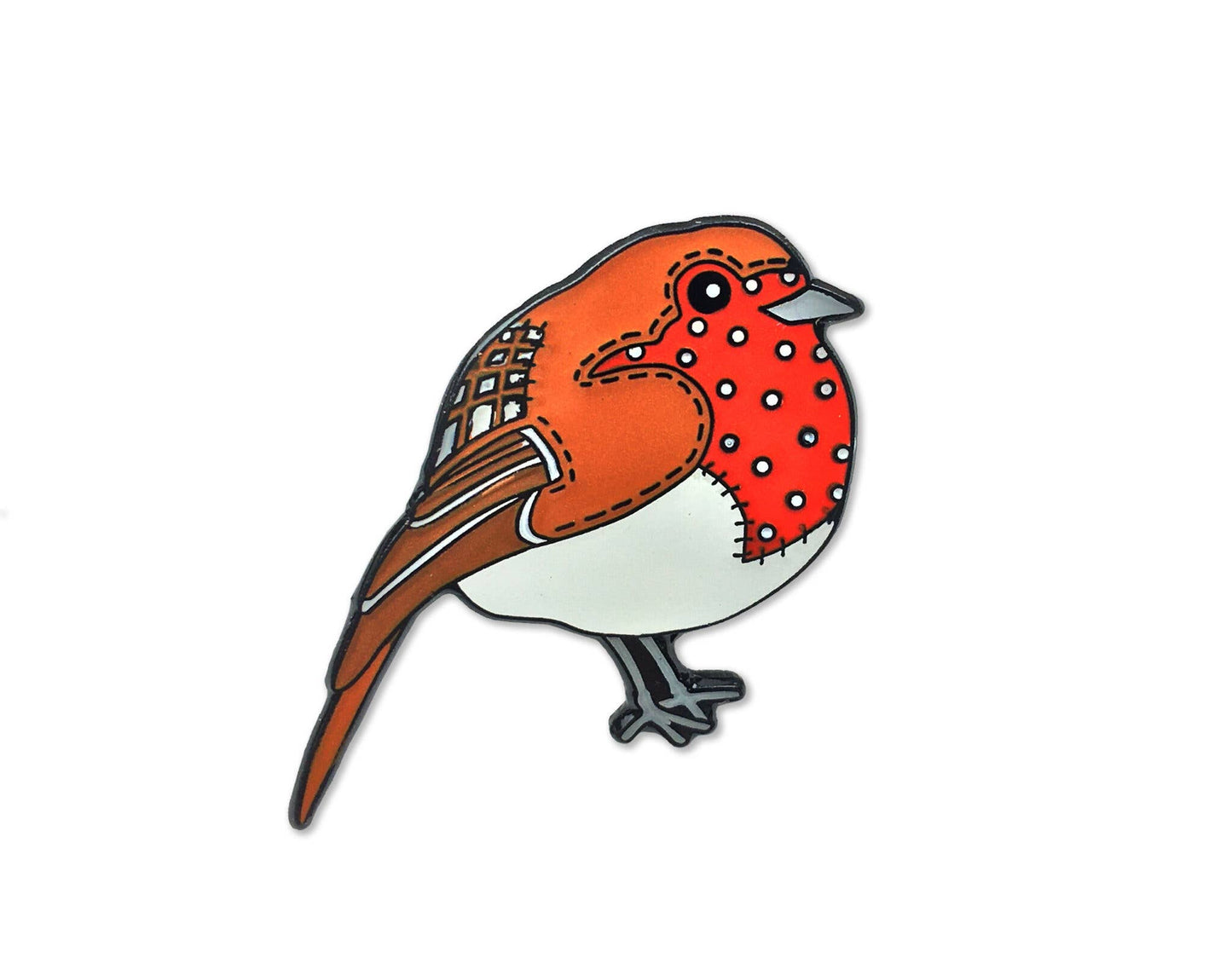 Stitched Birdie Robin - Enamel Pin by Emma Ball LTD.