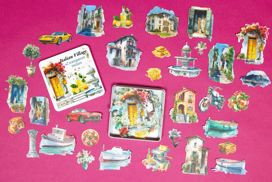 Italian Village Sticker Tin