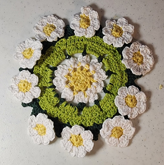 Blooming Crochet Coaster Pot with Pat