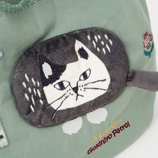 Kusuguru Japan Embroidered Climbing Cat Canvas Tote