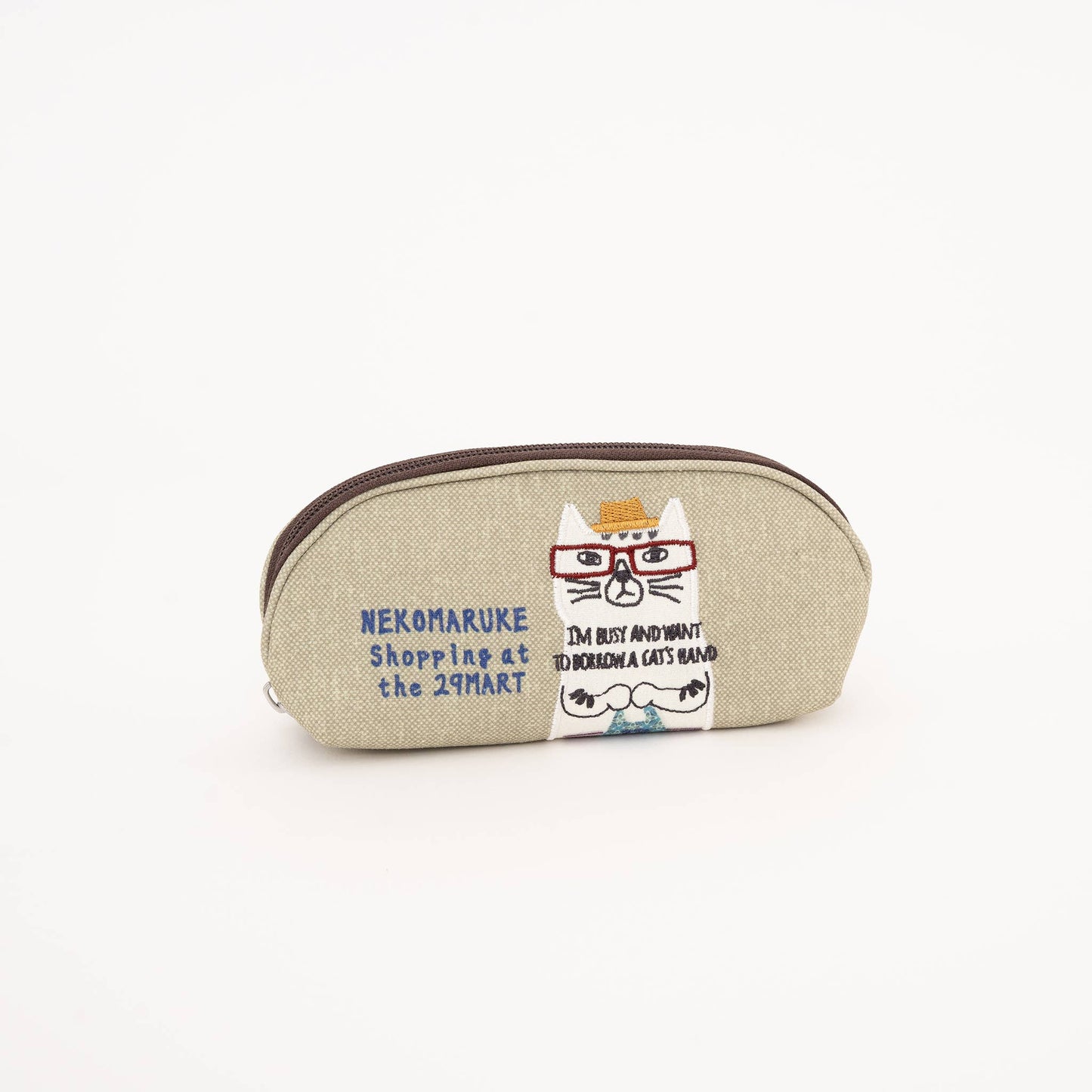 Kusuguru Japan Embroidered "Nekomaruke" Eyewear Case