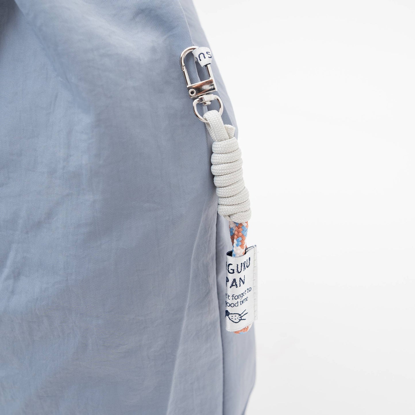 Kusuguru Embroidered Cat Nylon Shoulder Tote bag -Dusty Blue
