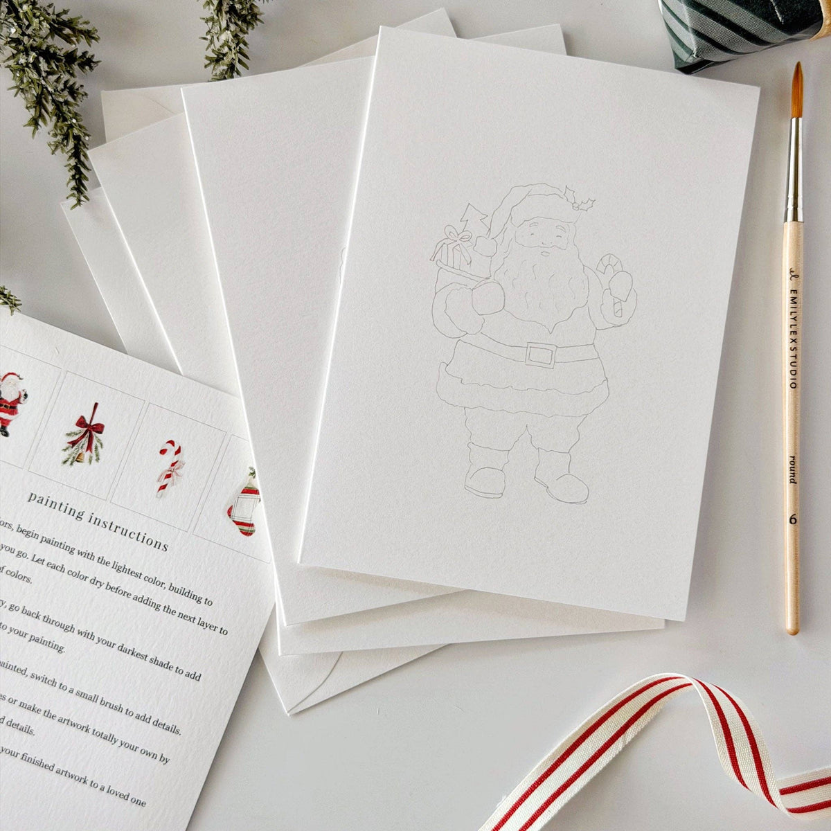 Classic Christmas Paintable Notecard by Emily Lex