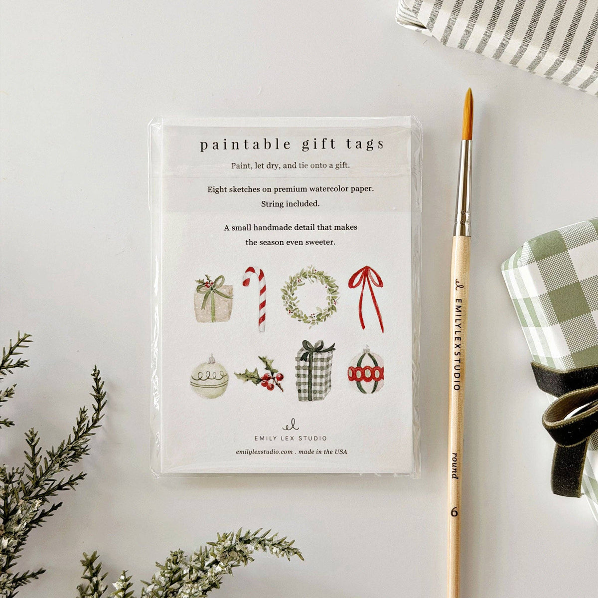 Classic Christmas paintable gift tags by Emily Lux