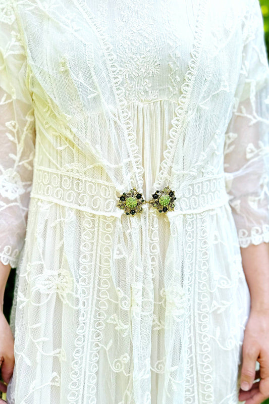 Green & Gold Cinch Clip, Gilded Sweater Clasp KardiKlip