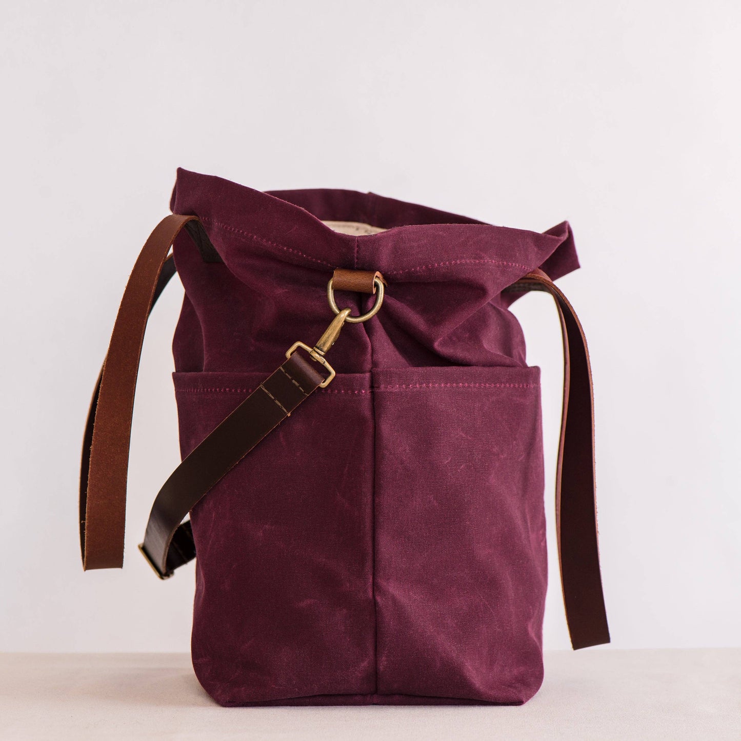 Waxed canvas crossbody tote