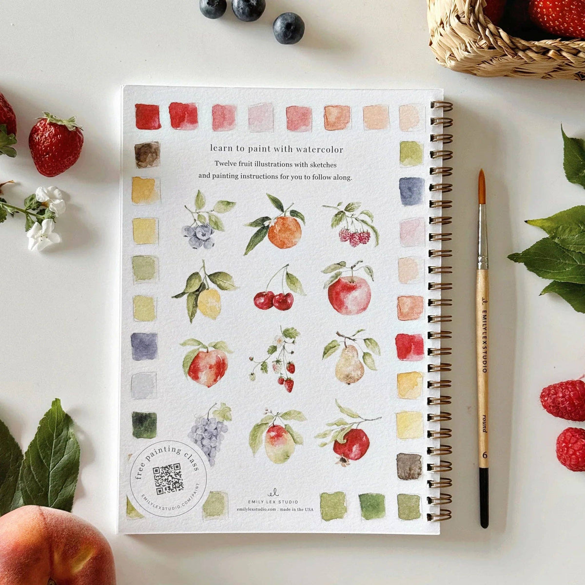 Fruit watercolor workbook by Emily Lux