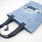 Kusuguru Japan Cat Embroidered Tote Bag – Blue