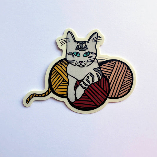 Yarn Kitten Vinyl Sticker - Knitting Knit Fiber Crochet