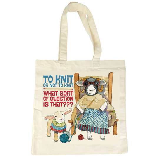 Knit Or Not To Knit - Cotton Canvas Bag by Emma Ball LTD.