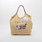 Kusuguru Embroidered Cat Nylon Shoulder Tote bag -Butter Yel