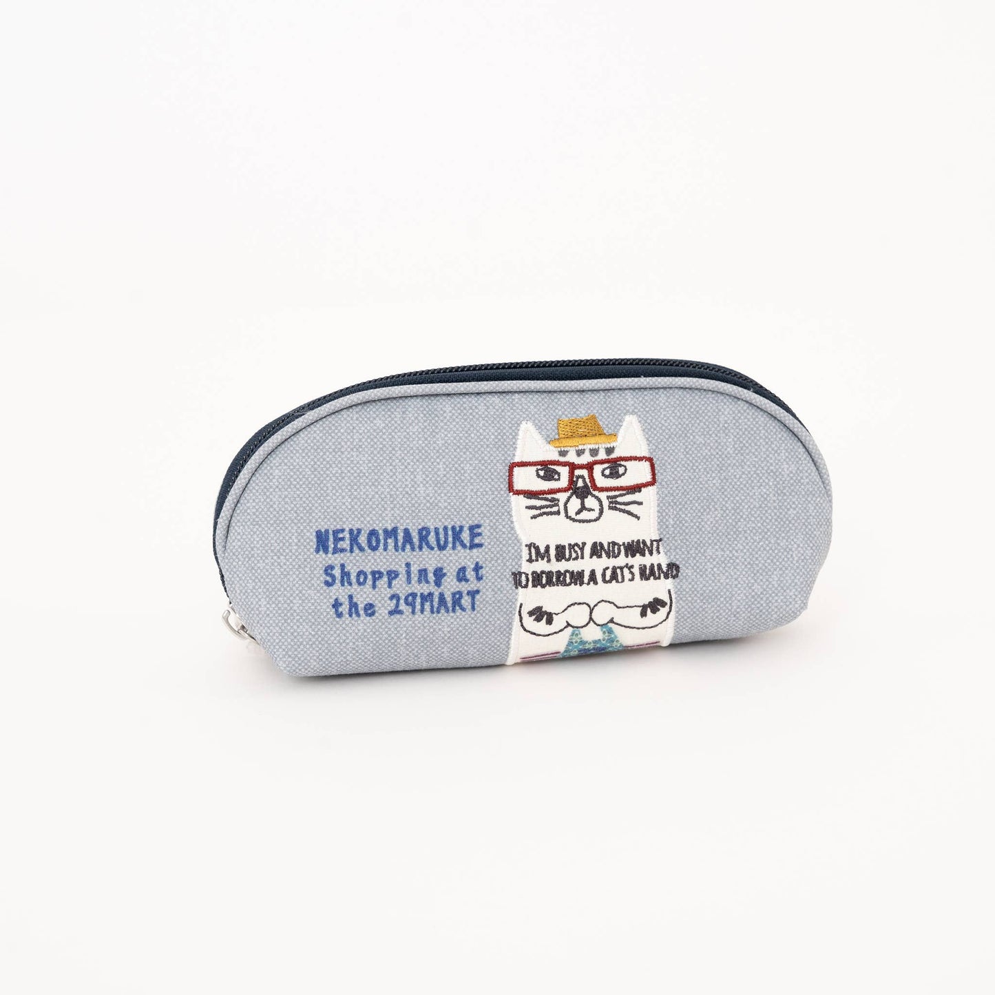 Kusuguru Japan Embroidered "Nekomaruke" Eyewear Case