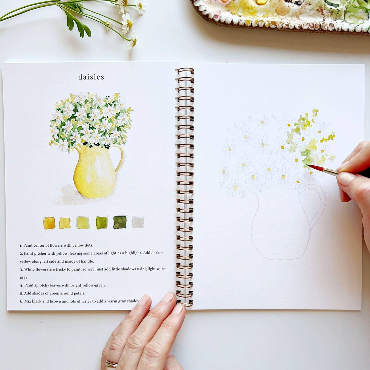 Flowers watercolor workbook by Emily Lux