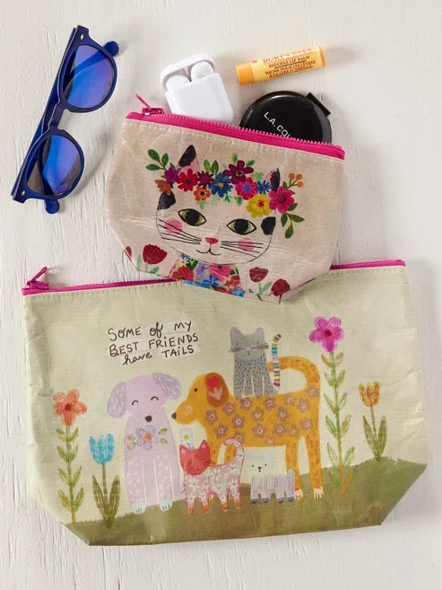 Recycled Reversible Zipper Pouches, Set of 2 by Natural Life