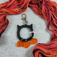 Cat Stitch Marker Holder with 3 Pumpkin Stitch Markers (Acrylic) by Katrinkles