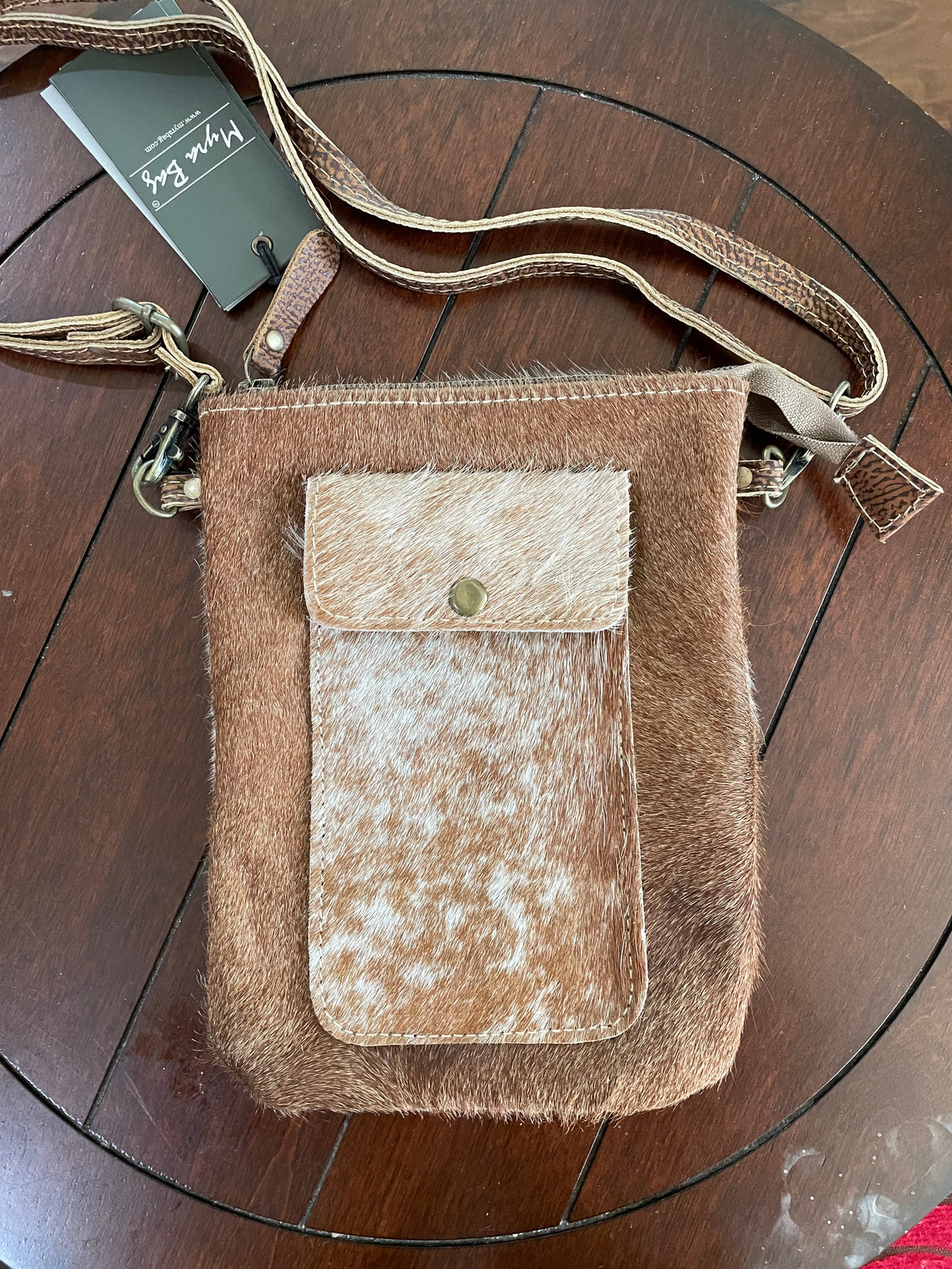 Myra Bag Leather Handbag Strap SAMSON TRAILS MYRA BAG HAIR-ON LEATHER SHOULDER BAG | PURPLE  main image 2
