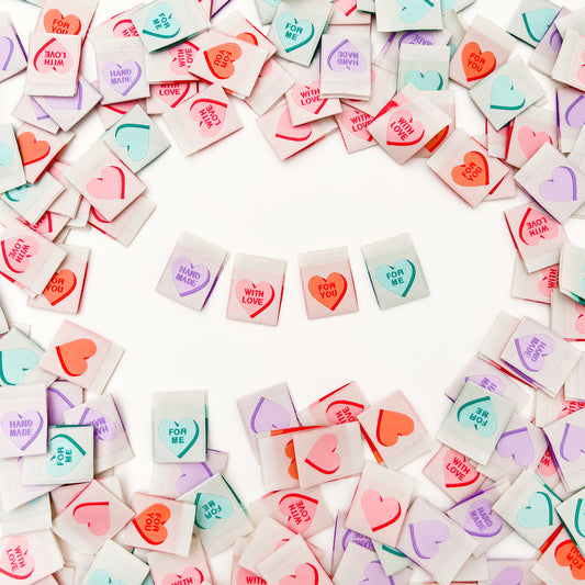 Valentine's Day Candy Hearts Clothing Label by Sarah Hearts