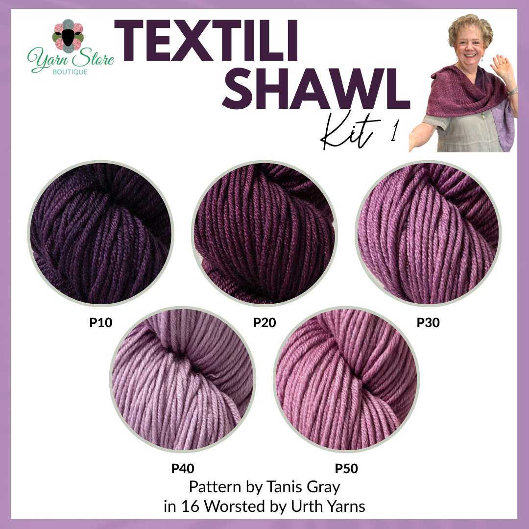 Textili Shawl by Tanis Gray Kit w/16 Worsted