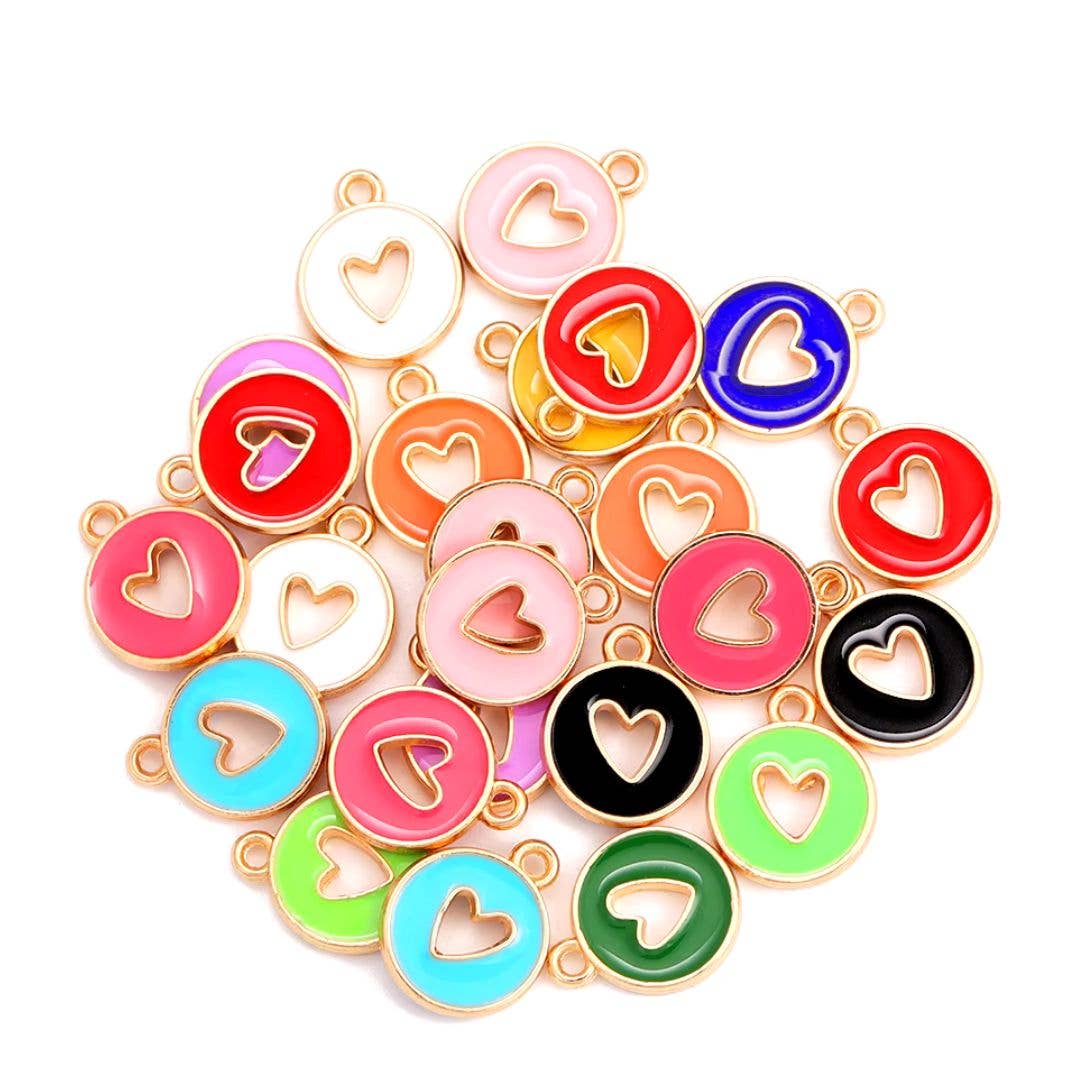 Round Hollow Hearts Stitch Markers, Set of 10, notions