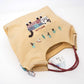 Kusuguru Embroidered Cat Nylon Shoulder Tote bag -Butter Yel