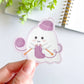 Cute Knitting & Crochet Ghost Waterproof Matte Vinyl Sticker