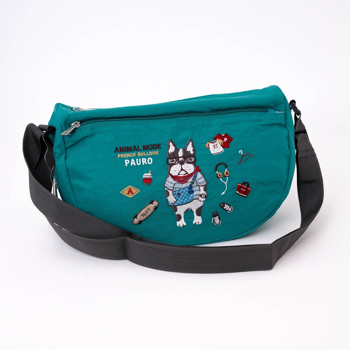 Kusuguru Japan Embroidered Cat Crossbody Bag Lightweight