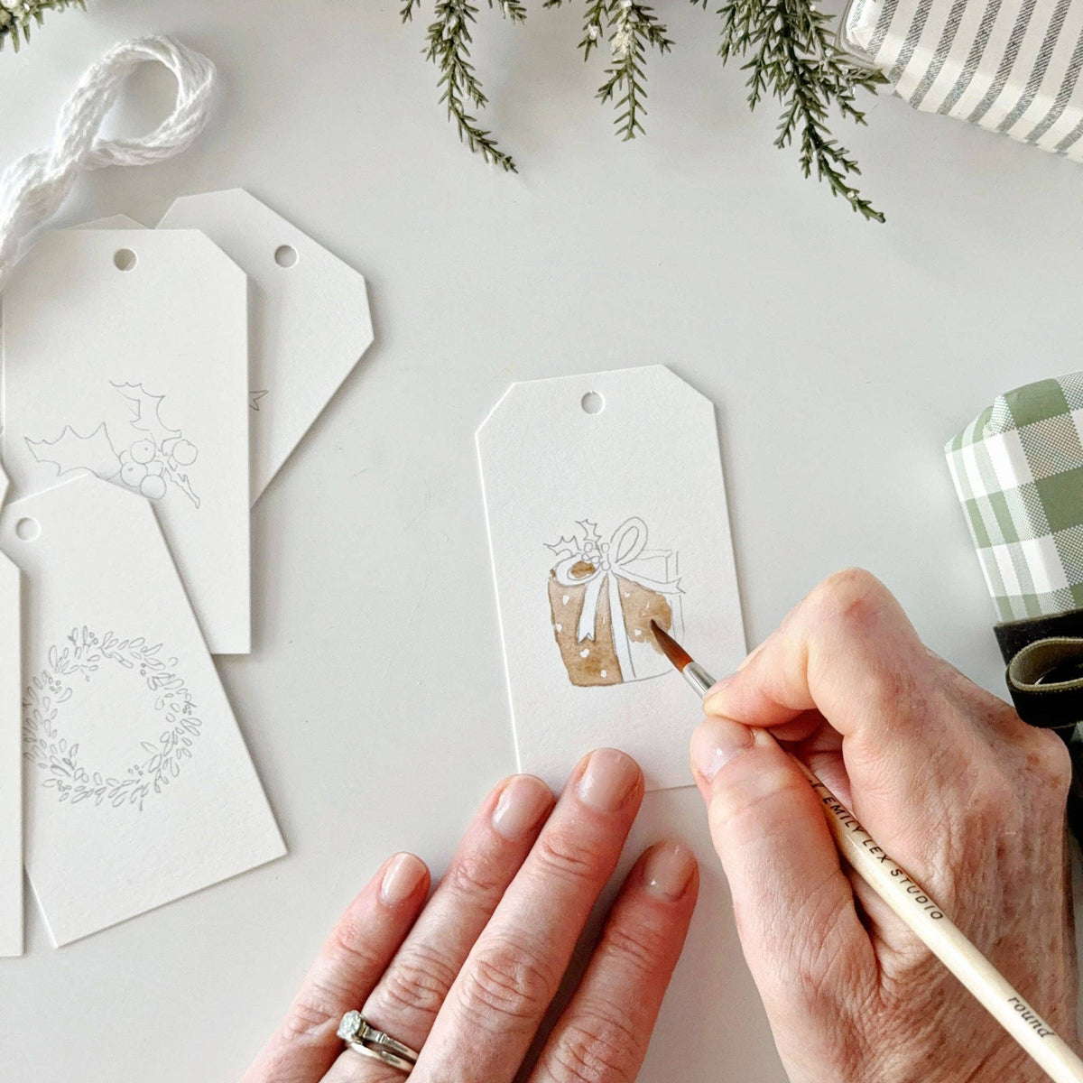 Classic Christmas paintable gift tags by Emily Lux