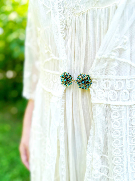 Blue & Gold Cinch Clip, Gilded Sweater Clasp KardiKlip