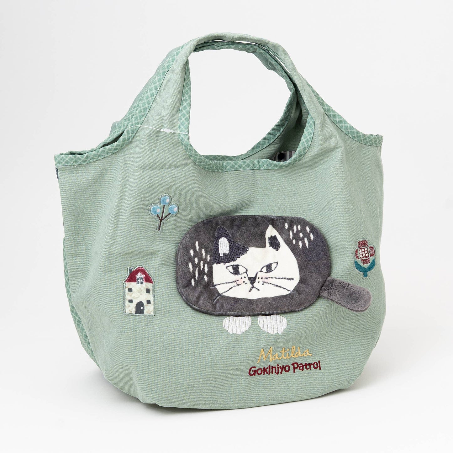 Kusuguru Japan Embroidered Climbing Cat Canvas Tote