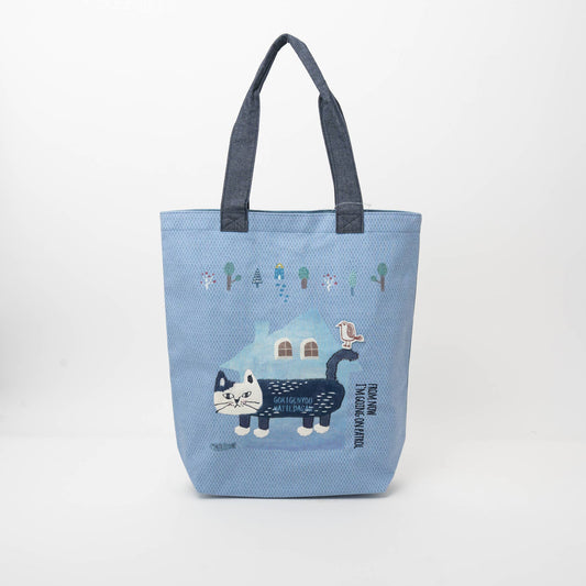 Kusuguru Japan Cat Embroidered Tote Bag – Blue