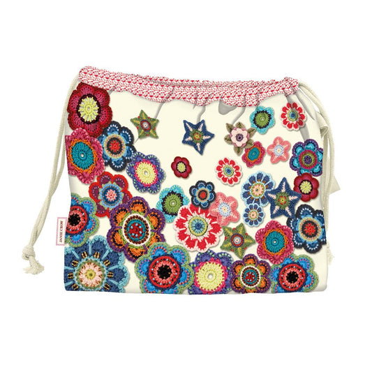 Crochet Motifs Drawstring Bag by Emma Ball