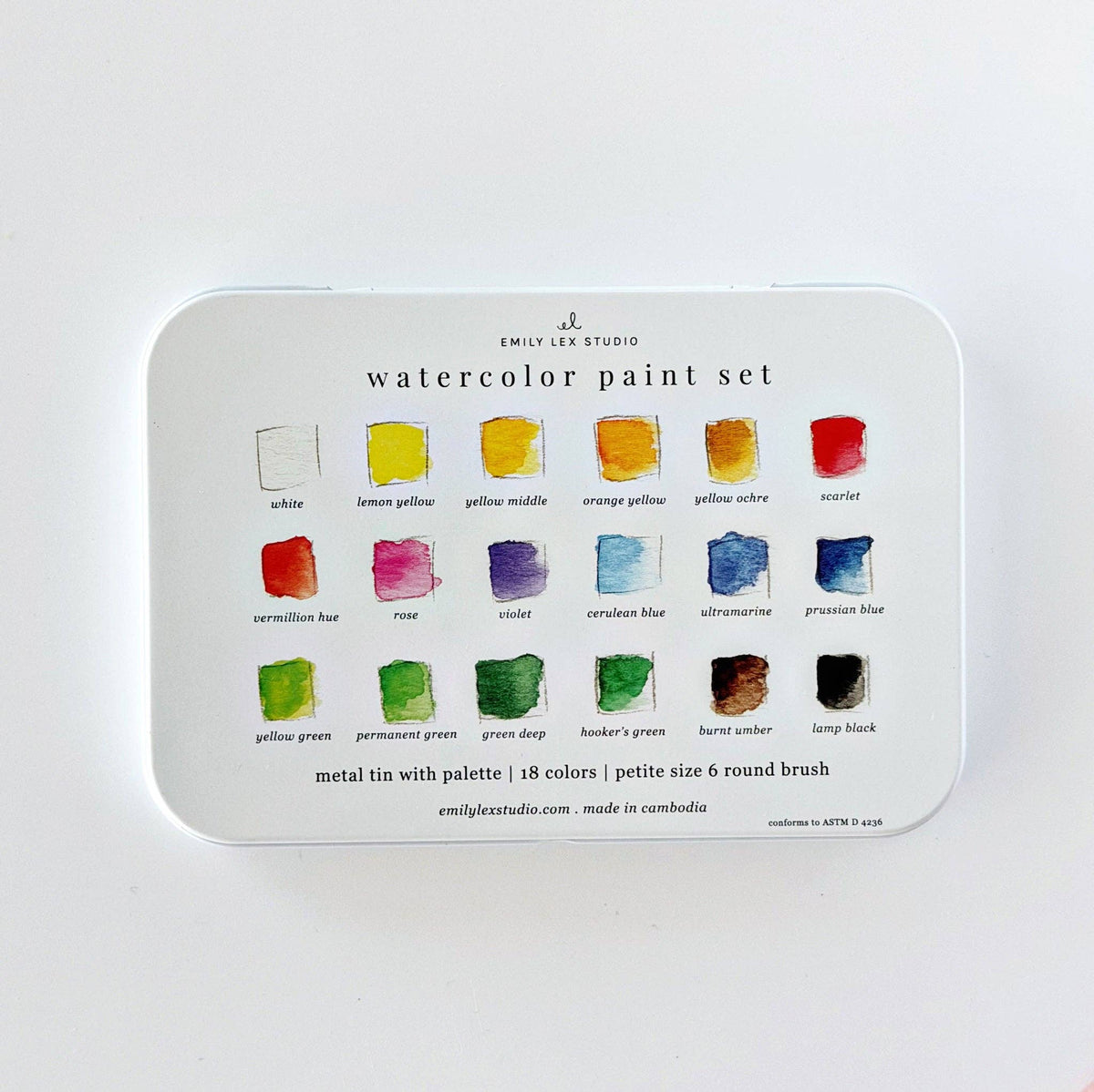 Watercolor Paint set 18 Colors with Brush by Emily Lex