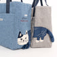 Kusuguru Japan Embroidered Cat Small Tote Bag - two color