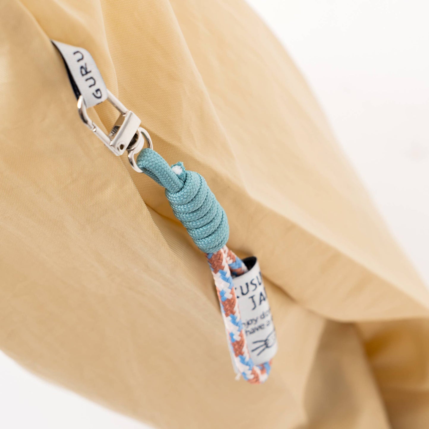 Kusuguru Embroidered Cat Nylon Shoulder Tote bag -Butter Yel