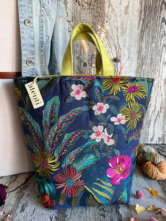 Knitting + Crochet Organizer Project Bag, Flora Hope Basket