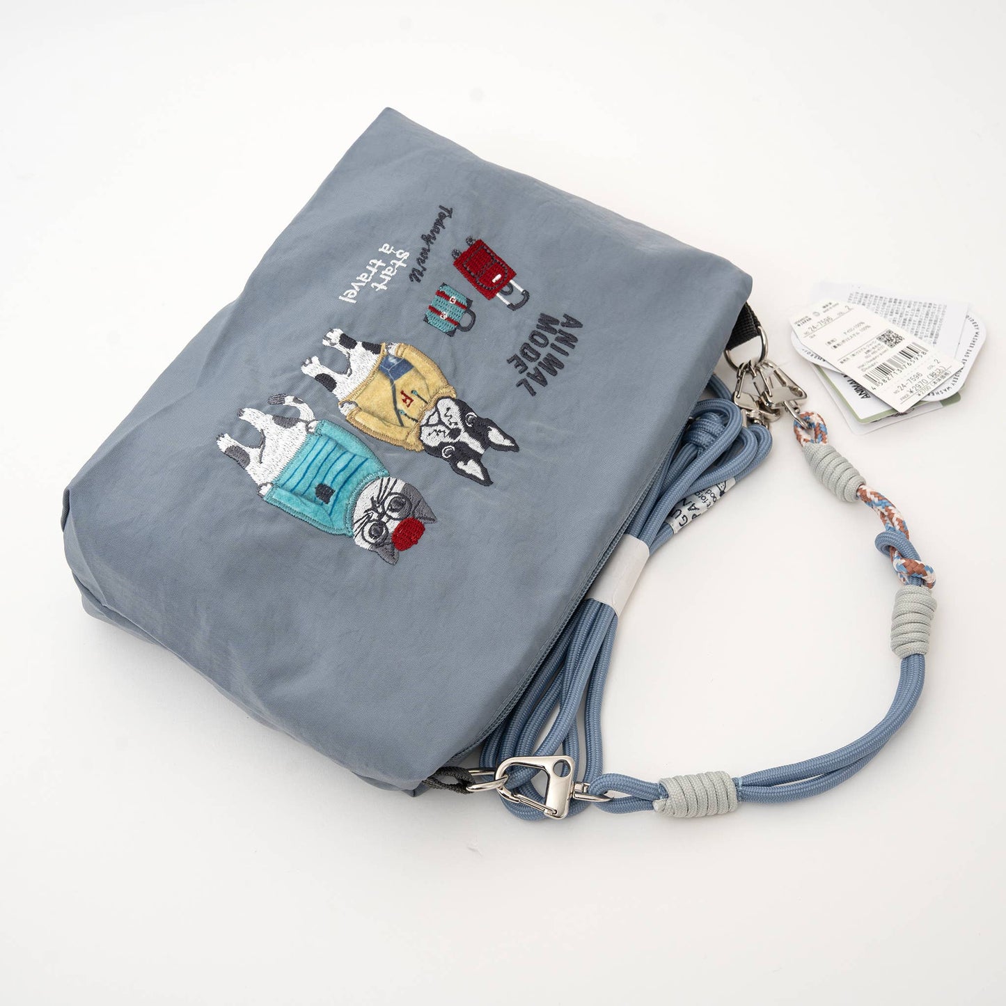 Kusuguru Japan Embroidered Cat Multi-Use Crossbody Bag