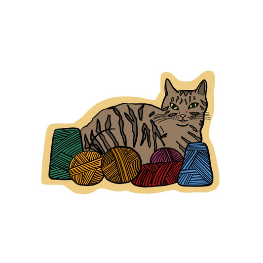 Yarn Cat Sticker Knitting Crochet Weaving Tufting Fiber