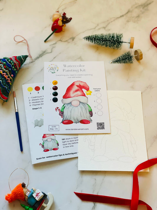 Holiday Gnome Watercolor Kit by Landa Ruen Art
