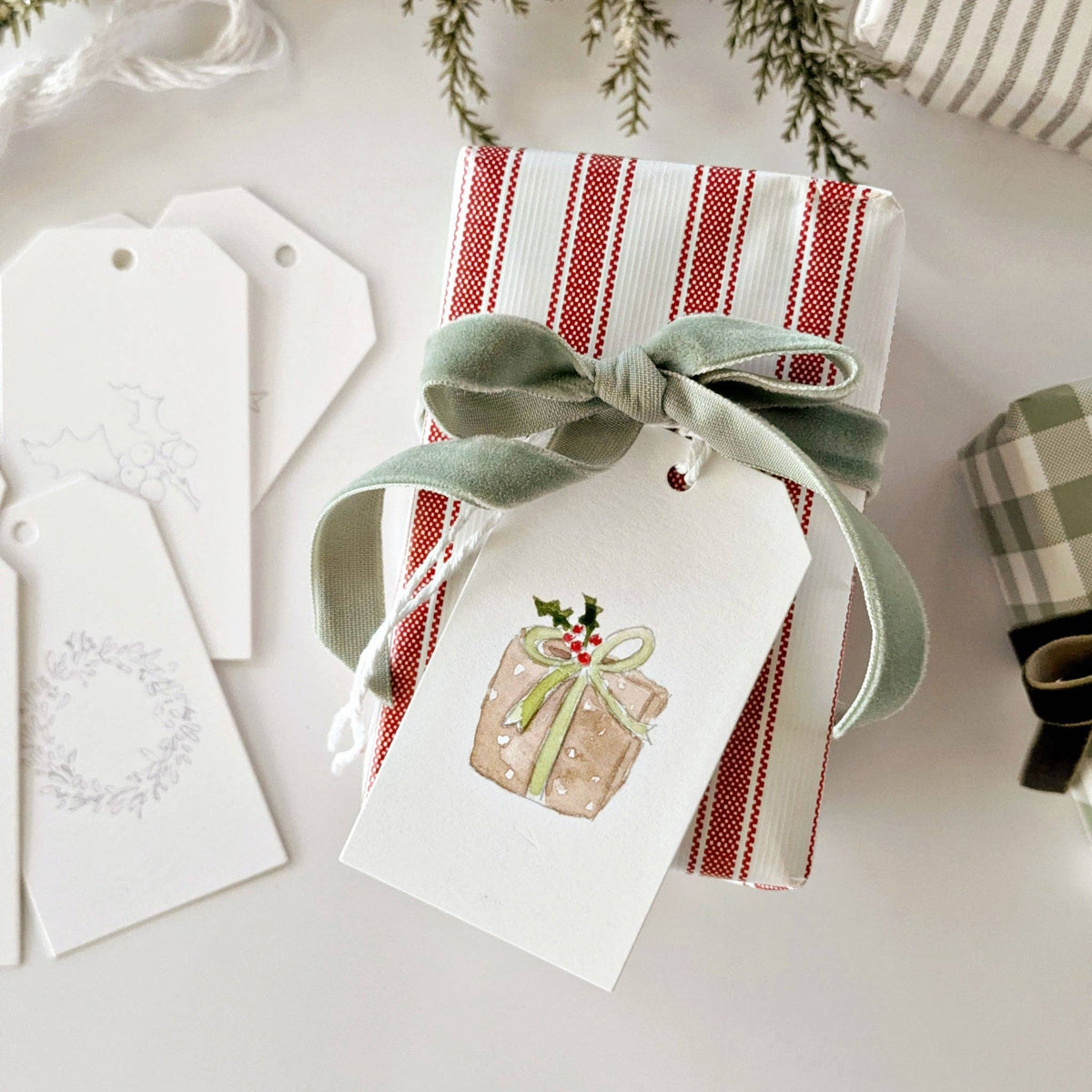 Classic Christmas paintable gift tags by Emily Lux