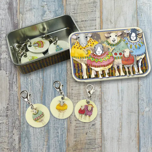 Emma Ball Sheeps in Sweaters Stitch Markers in A Pocket Tin