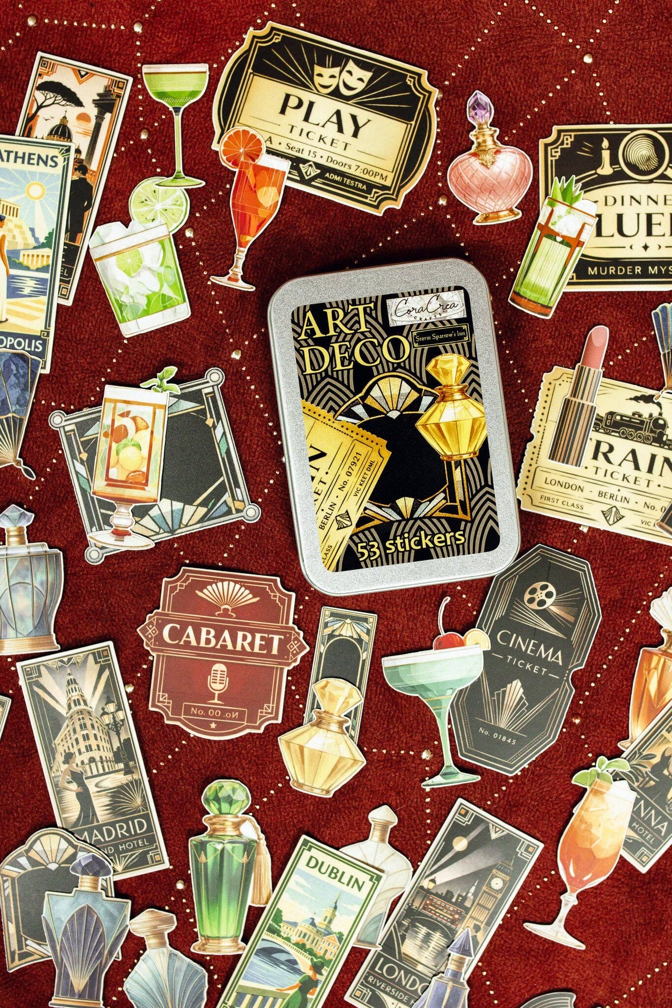 Art Deco Vintage Archive Tin Box Stickers