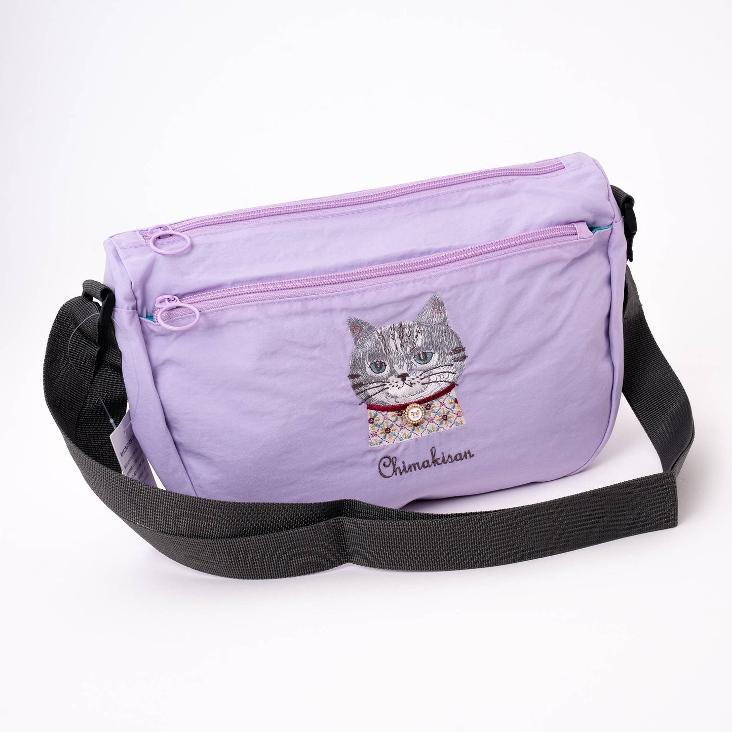 Kusuguru Japan Embroidered Cat Crossbody Bag Lightweight