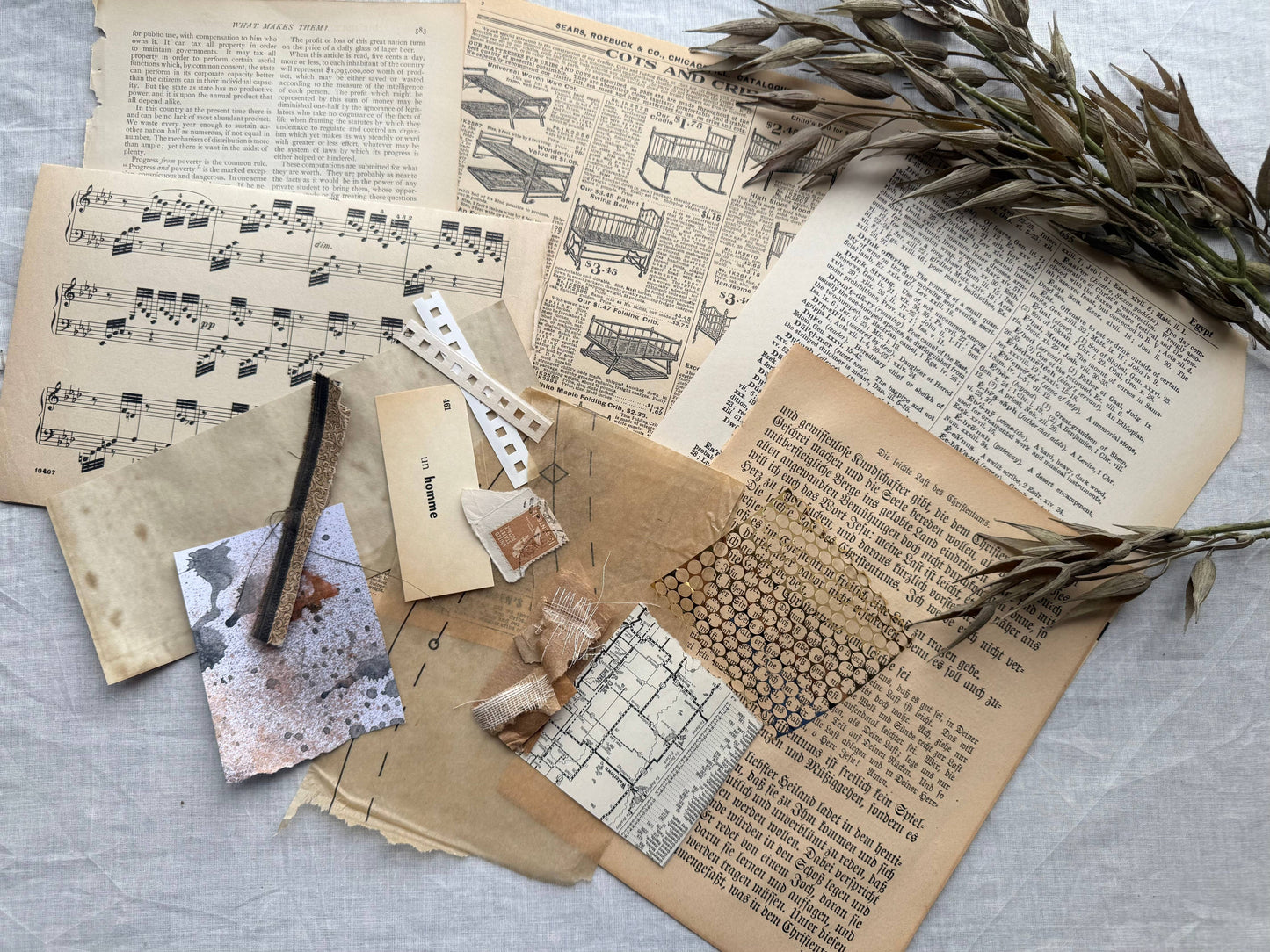 Collage Prompt Kit, Mixed Media Art Kit, Floral