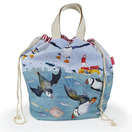 Emma Ball Diving Puffins Large Bucket Bags