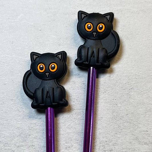 Black Cat Knitting Needle Point Stopper 