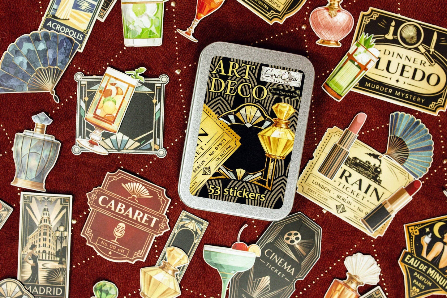 Art Deco Vintage Archive Tin Box Stickers