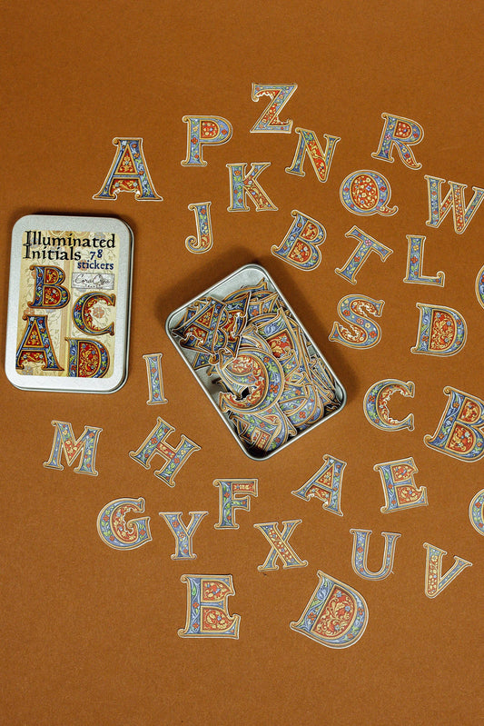 Illuminated Initials Sticker Tin Box